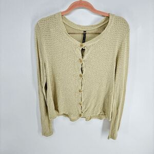 Walter Baker W118 cardigan womens gold tan preowned light buttoned sweater Large